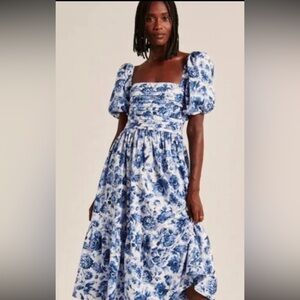 NWT - Abercrombie Blue and White Midi Dress